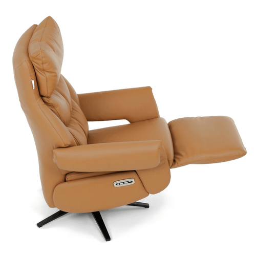 Relaxační křeslo, elektrické zabudované ovládání, béžová, kůže, TV-B3980 BGE3