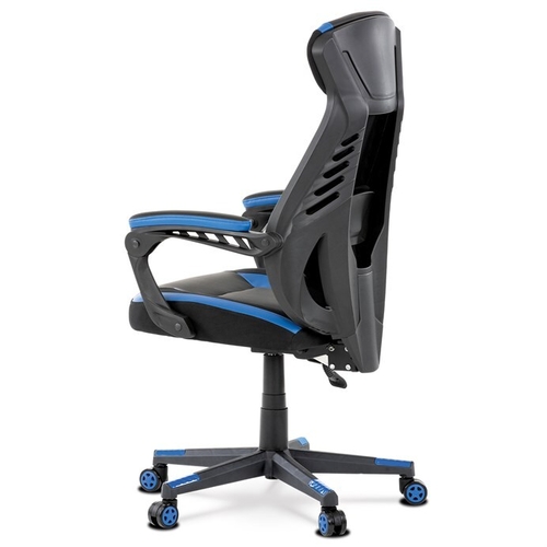 Herní křeslo, houpací mechanismus, černá ekokůže, KA-Y213 BLUE