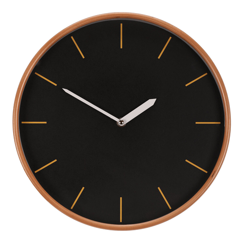 Hodiny nástěnné - pr. 32 cm, MDF a dřevěný rám, černé