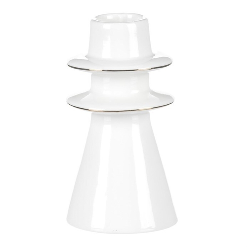 Svícen na kónickou svíčku - porcelán, vysoký, bílý