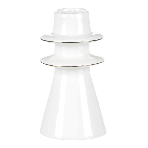 Svícen na kónickou svíčku - porcelán, vysoký, bílý