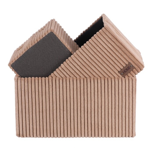 Koš regálový - manšestrový potah, hnědý, cena za sadu 3 ks