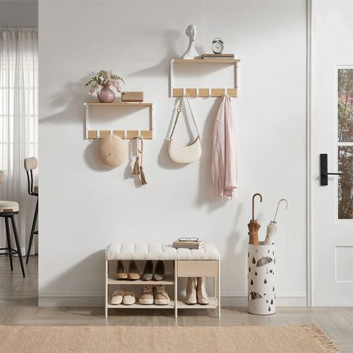 Set 2 nástěnných poliček, mdf, béžová, ABP-E1083 WT