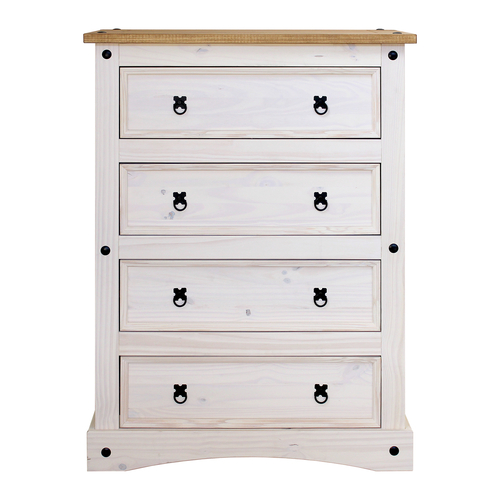 Komoda 4 zásuvky CORONA bílý vosk