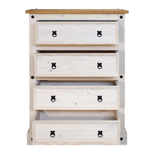 Komoda 4 zásuvky CORONA bílý vosk