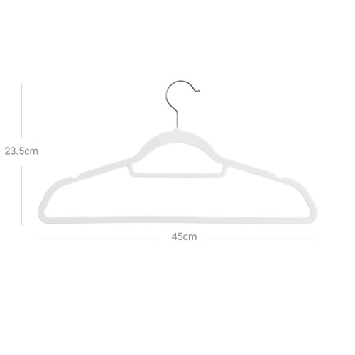 Sametová ramínka, plast, bílá, set 50 ks, ASR-E1020 WT