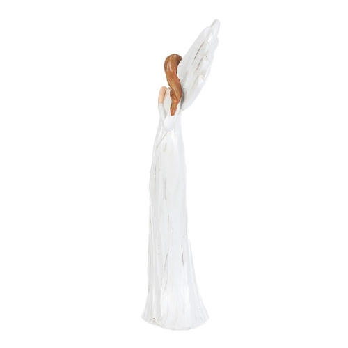 Anděl - figurka z polyresinu, imitace dřeva, vel. M, bílý