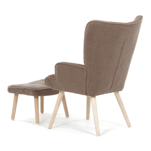 Relaxační křeslo, hnědá, látka bouclé, AK-319 BR2
