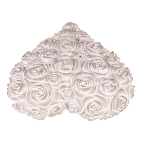 Srdce s růžemi - betonové, šedé