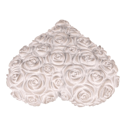 Srdce s růžemi - betonové, šedé