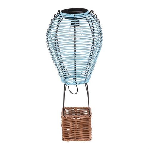 Lucerna - umělý ratan a kov, balón, LED osvětl, vel. L, modro-hnědá
