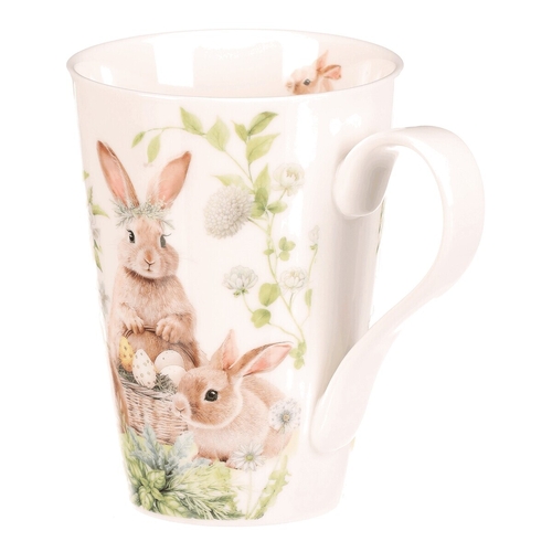 Hrnek malovaný - porcelán, dárková dóza, motiv se zajíčky