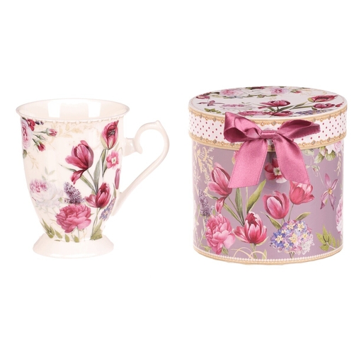 Hrnek malovaný - porcelán, dárková dóza, motiv květin