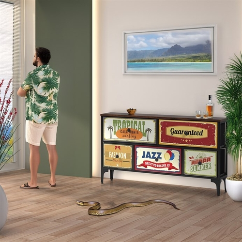 Komoda 103x30x56cm, mdf, vícebarevná, AUK-W2103 BK