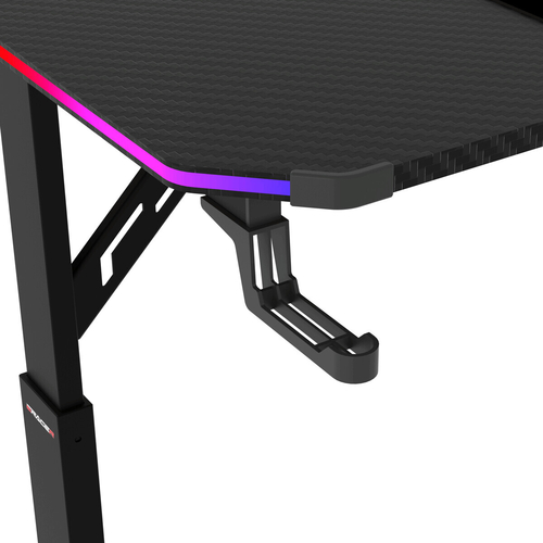 Pevný herní stůl 140x60cm, RGB LED, výběr výšky, melamin LT-H1214 BK