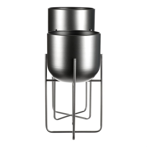 Stojan - kovový, kulatý, stříbrno-šedý, cena za sadu 2 ks