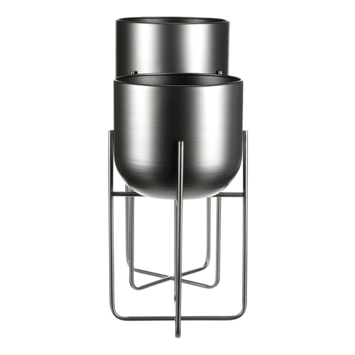 Stojan - kovový, kulatý, stříbrno-šedý, cena za sadu 2 ks