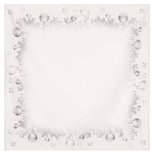 Ubrus - vzor se stříbrnými ozdobami, 100% polyester, 80 x 80 cm