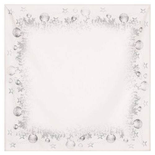 Ubrus - vzor se stříbrnými ozdobami, 100% polyester, 80 x 80 cm