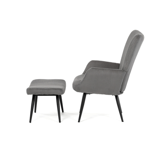 Relaxační křeslo, šedá, manšestrová látka, AK-L7285 GREY6