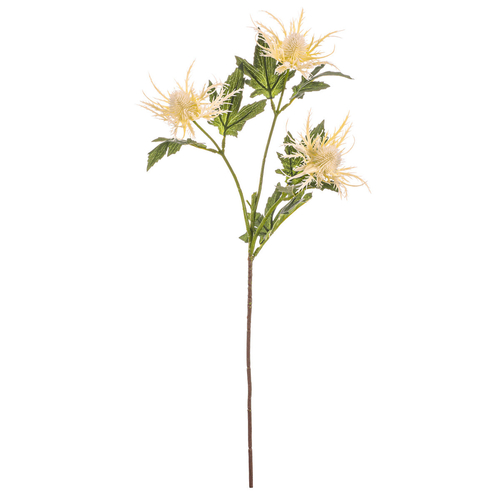 Eryngium - umělý řazaný, 3 květy, barva bílá
