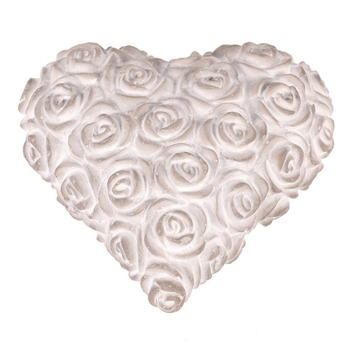 Srdce s růžemi - betonové, šedé