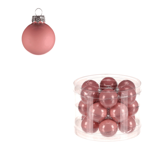 Kulaté skleněné ozdoby - pr. 4 cm, růžové, cena za balení (18 ks)