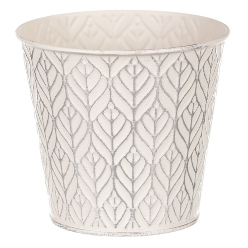 Obal kovový - kulatý, stříbrný vzor, barva krémová