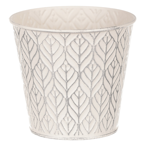 Obal kovový - kulatý, stříbrný vzor, barva krémová