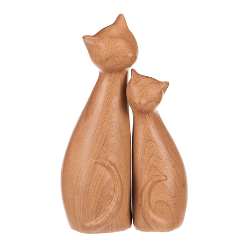 Kočka - figurka z polyresinu, imitace dřeva, cena za sadu 2 ks
