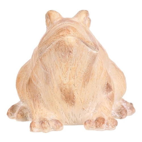 Žába - figurka z polyresinu, větší, imitace dřeva