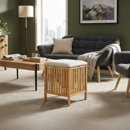 Taburet s úložným prostorem, bambus, přírodní, DR-B066 NAT