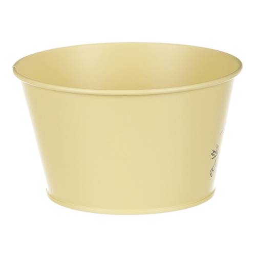 Obal kovový - nízký, motiv ptáčka, barva žlutá