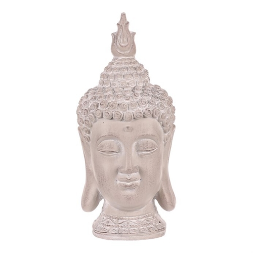 Buddha - hlava z polyresinu, barva šedá