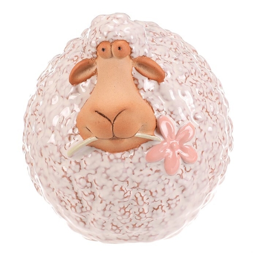 Ovečka - keramická figurka, vel. L, bílo-hnědá