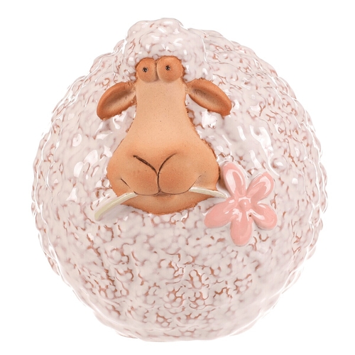 Ovečka - keramická figurka, vel. L, bílo-hnědá