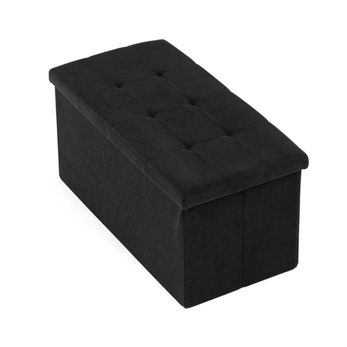 Taburet s úložným prostorem, černá, manšestrová látka, TAB-472 BK6