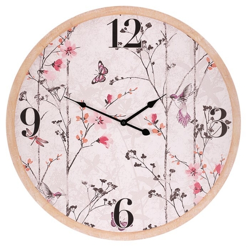 Hodiny nástěnné - pr. 58 cm, MDF, rozkvetlá louka