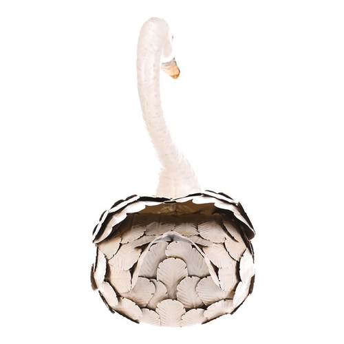 Labuť - kovová  zahradní dekorace, vel. M, barva bílá