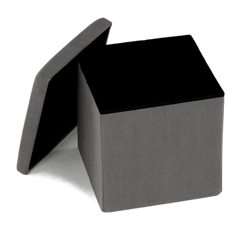 Taburet s úložným prostorem, šedá, manšestrová látka, TAB-471 GREY6