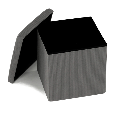 Taburet s úložným prostorem, šedá, manšestrová látka, TAB-471 GREY6