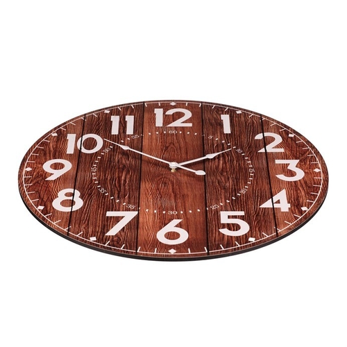 Hodiny nástěnné - pr. 58 cm, hnědé, MDF, imitace dřeva