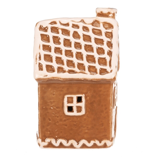 Domeček perníkový - keramika, LED osvětlení, hnědý