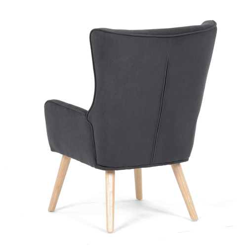 Křeslo ušák, šedá, manšestrová látka, AK-314 GREY2