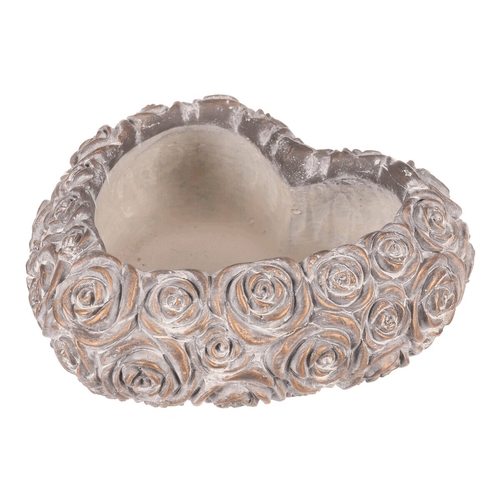 Obal na květiny - srdce s růžemi, beton, antracitově šedý