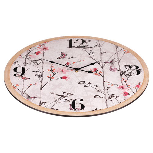Hodiny nástěnné - pr. 58 cm, MDF, rozkvetlá louka