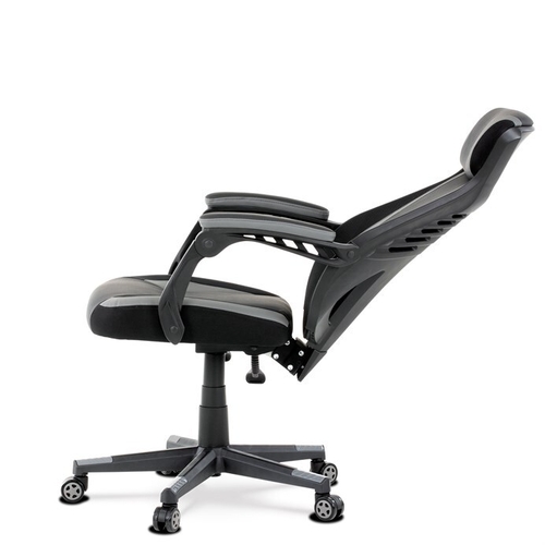 Herní křeslo, houpací mechanismus, šedá ekokůže, KA-Y213 GREY