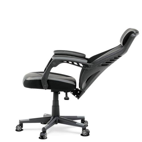 Herní křeslo, houpací mechanismus, šedá ekokůže, KA-Y213 GREY