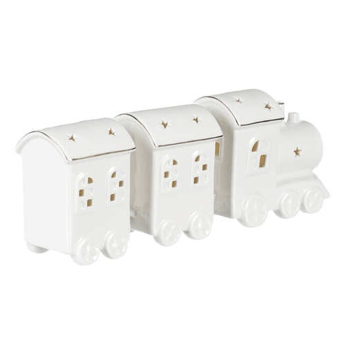 Vláček s vagónky - porcelán, LED osvětlení, barva bílá