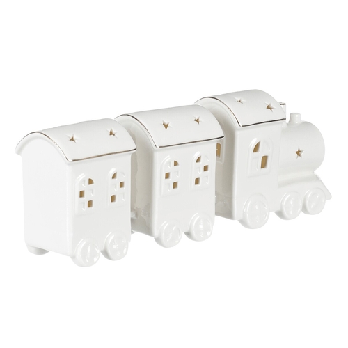 Vláček s vagónky - porcelán, LED osvětlení, barva bílá